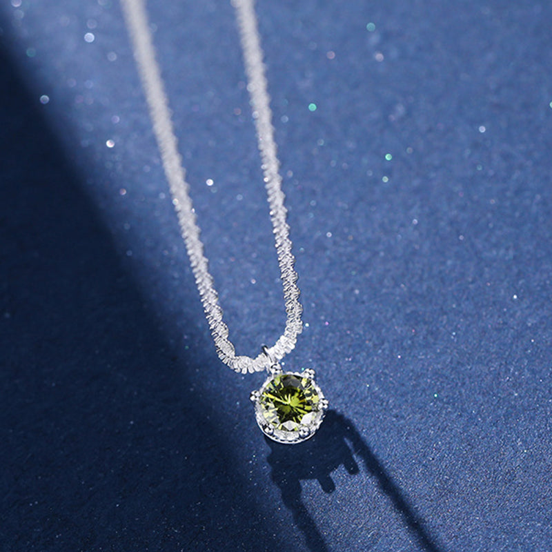 Starry Sky Sparkling Round Cut Moissanite Pendant Necklace-Sterling Silver-lornajewelry