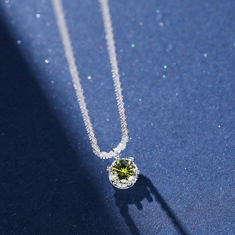 Starry Sky Sparkling Round Cut Moissanite Pendant Necklace-Sterling Silver-lornajewelry