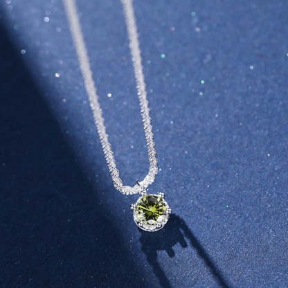 Starry Sky Sparkling Round Cut Moissanite Pendant Necklace-Sterling Silver-lornajewelry