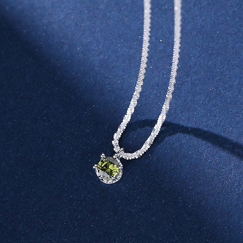Starry Sky Sparkling Round Cut Moissanite Pendant Necklace-Sterling Silver-lornajewelry