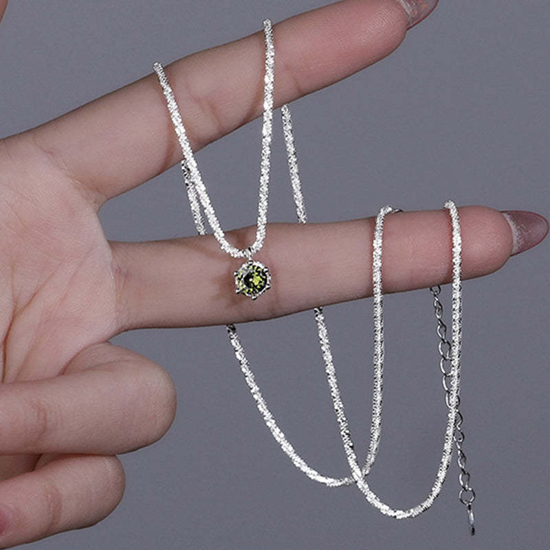 Starry Sky Sparkling Round Cut Moissanite Pendant Necklace-Sterling Silver-lornajewelry