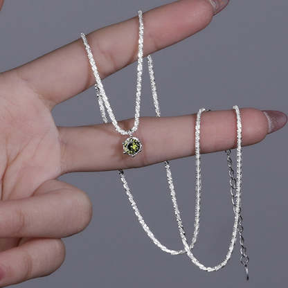 Starry Sky Sparkling Round Cut Moissanite Pendant Necklace-Sterling Silver-lornajewelry