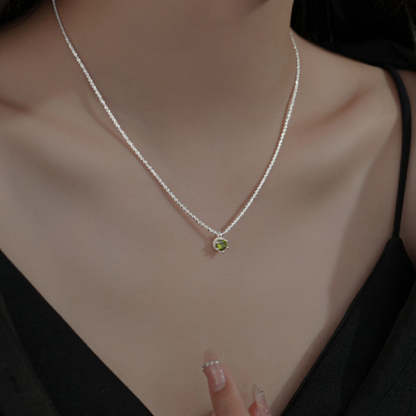 Starry Sky Sparkling Round Cut Moissanite Pendant Necklace-Sterling Silver-lornajewelry