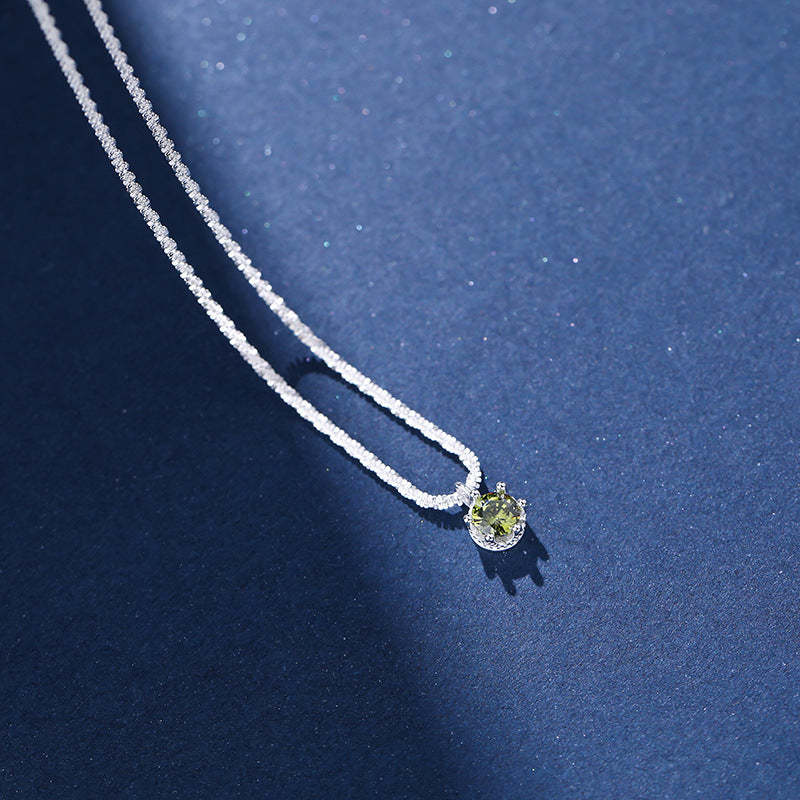 Starry Sky Sparkling Round Cut Moissanite Pendant Necklace-Sterling Silver-lornajewelry