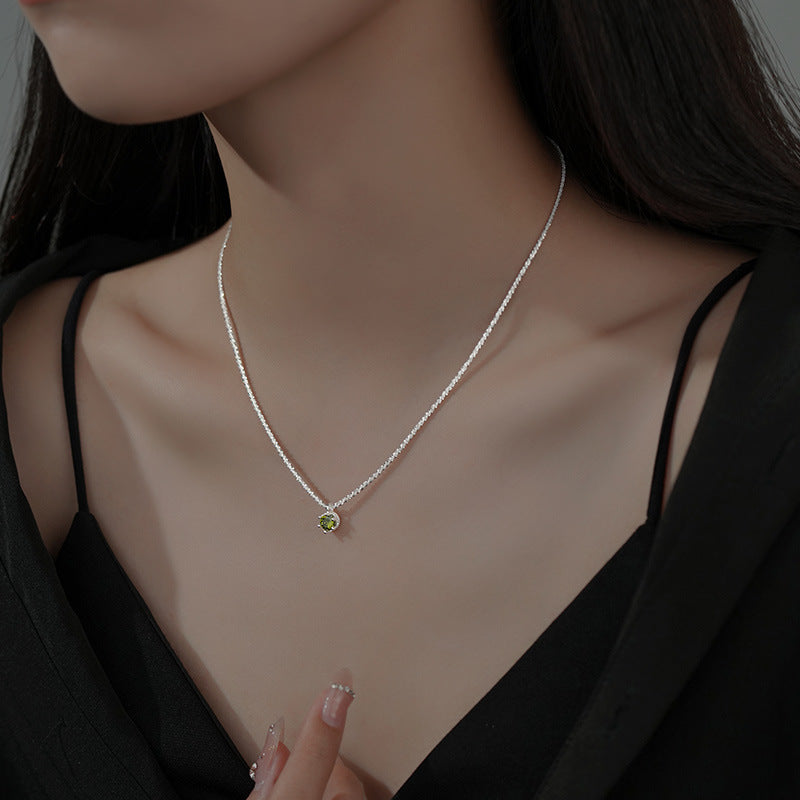 Starry Sky Sparkling Round Cut Moissanite Pendant Necklace-Sterling Silver-lornajewelry