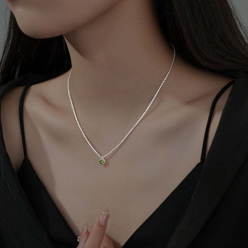 Starry Sky Sparkling Round Cut Moissanite Pendant Necklace-Sterling Silver-lornajewelry