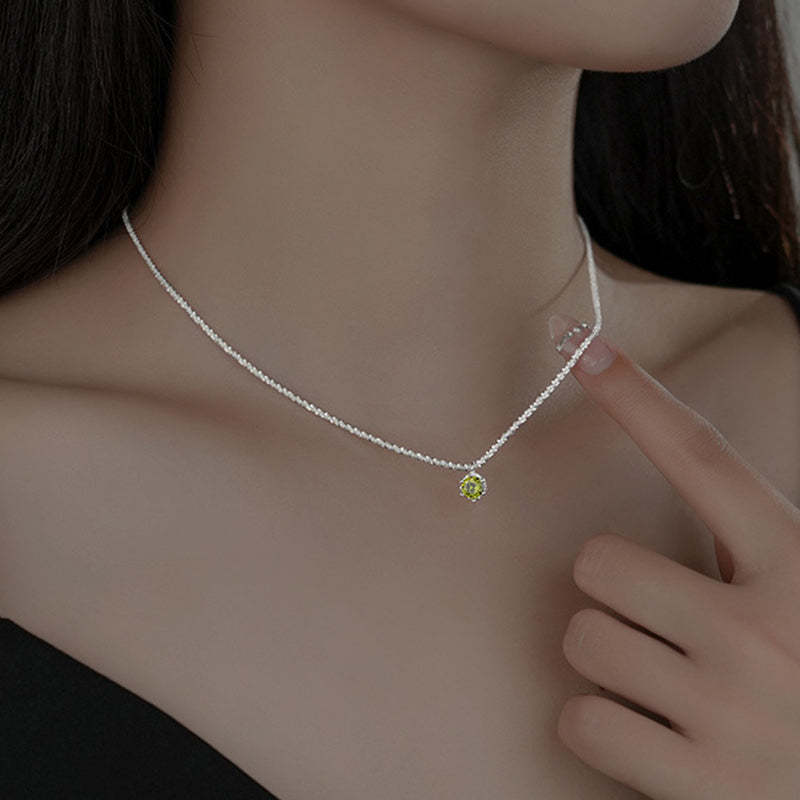 Starry Sky Sparkling Round Cut Moissanite Pendant Necklace-Sterling Silver-lornajewelry