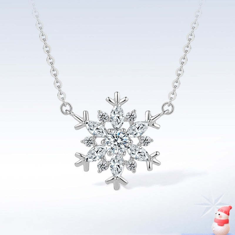 Snowflake Necklace In Sterling Silver-Sterling Silver-lornajewelry