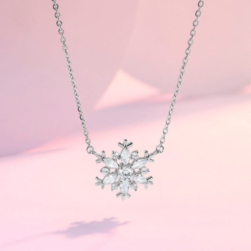 Snowflake Necklace In Sterling Silver-Sterling Silver-lornajewelry