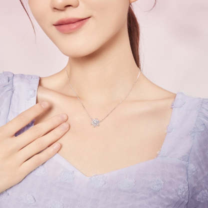 Snowflake Necklace In Sterling Silver-Sterling Silver-lornajewelry