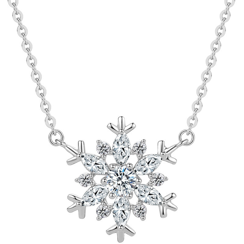 Snowflake Necklace In Sterling Silver-Sterling Silver-lornajewelry