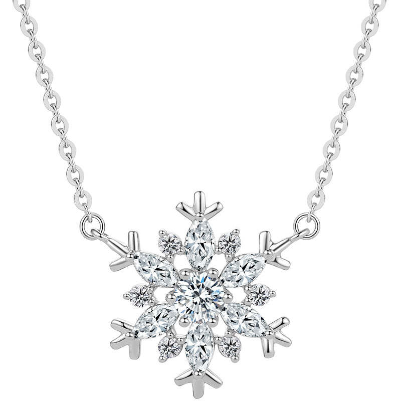 Snowflake Necklace In Sterling Silver-Sterling Silver-lornajewelry