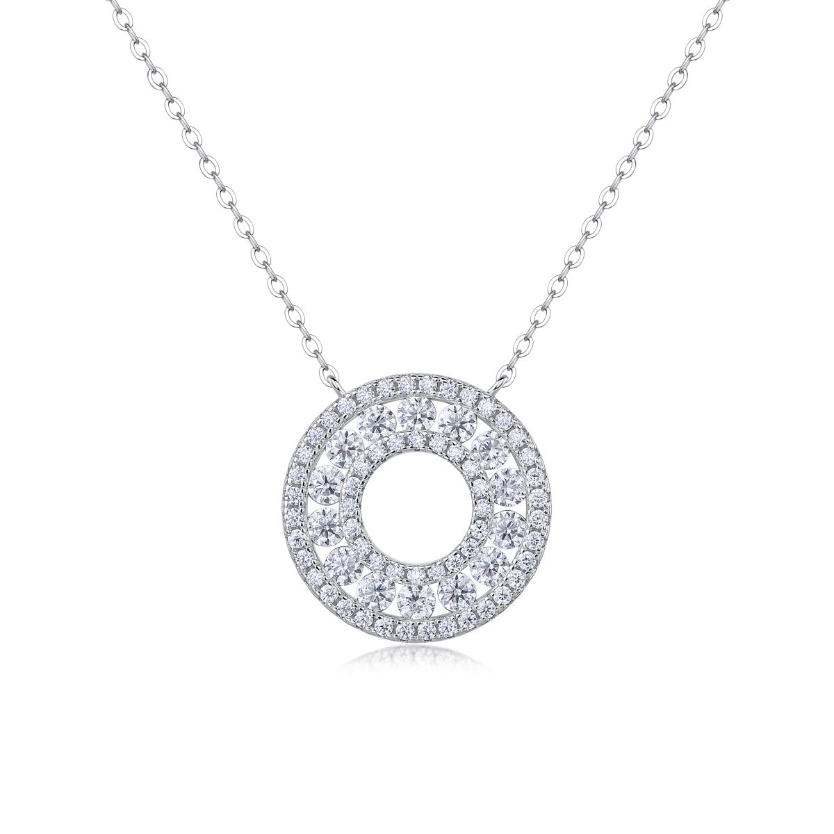 Moissanite Reciprocating Pendant Necklace-Sterling Silver-lornajewelry
