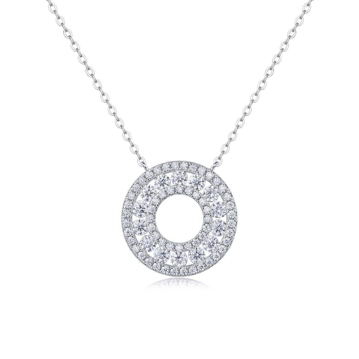 Moissanite Reciprocating Pendant Necklace-Sterling Silver-lornajewelry