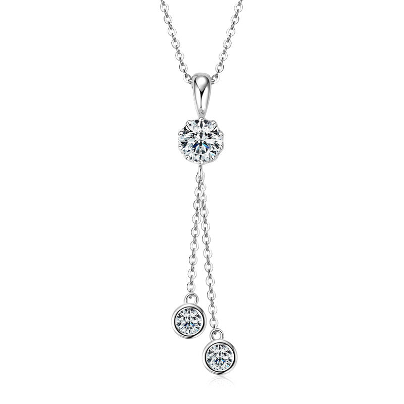 Fashion Moissanite Round Cut Pendant Necklace-Sterling Silver-lornajewelry