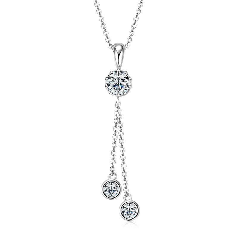 Fashion Moissanite Round Cut Pendant Necklace-Sterling Silver-lornajewelry