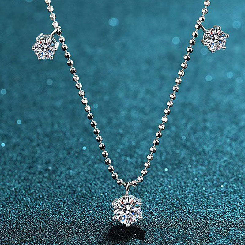 Moissanite 2.5 Carat Round Cut Gypsophila Pendant Necklace-Sterling Silver-lornajewelry