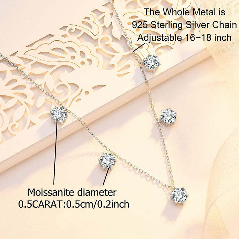 Moissanite 2.5 Carat Round Cut Gypsophila Pendant Necklace-Sterling Silver-lornajewelry
