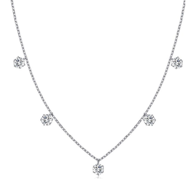 Moissanite 2.5 Carat Round Cut Gypsophila Pendant Necklace-Sterling Silver-lornajewelry