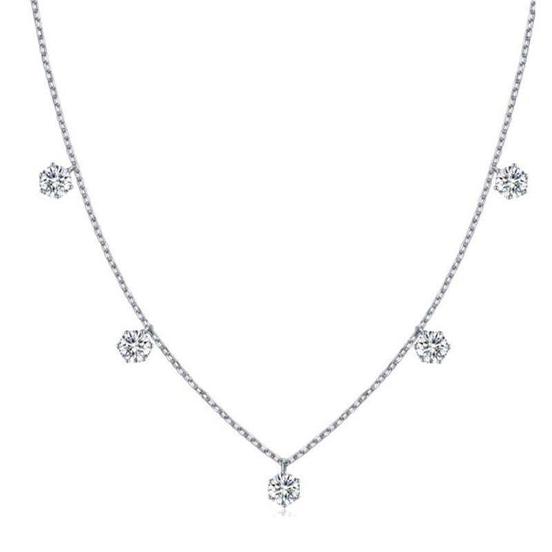 Moissanite 2.5 Carat Round Cut Gypsophila Pendant Necklace-Sterling Silver-lornajewelry