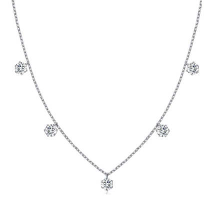 Moissanite 2.5 Carat Round Cut Gypsophila Pendant Necklace-Sterling Silver-lornajewelry