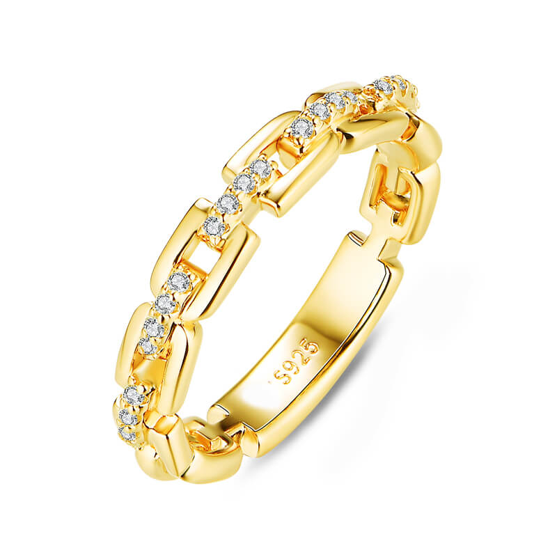 Moissanite Chain Interlocking Pave Eternity Wedding Band-Sterling Silver-lornajewelry