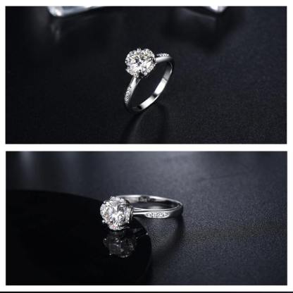 1Ct Moissanite Fashion Flower Side Stone Sterling Silver Wedding Ring-Sterling Silver-lornajewelry