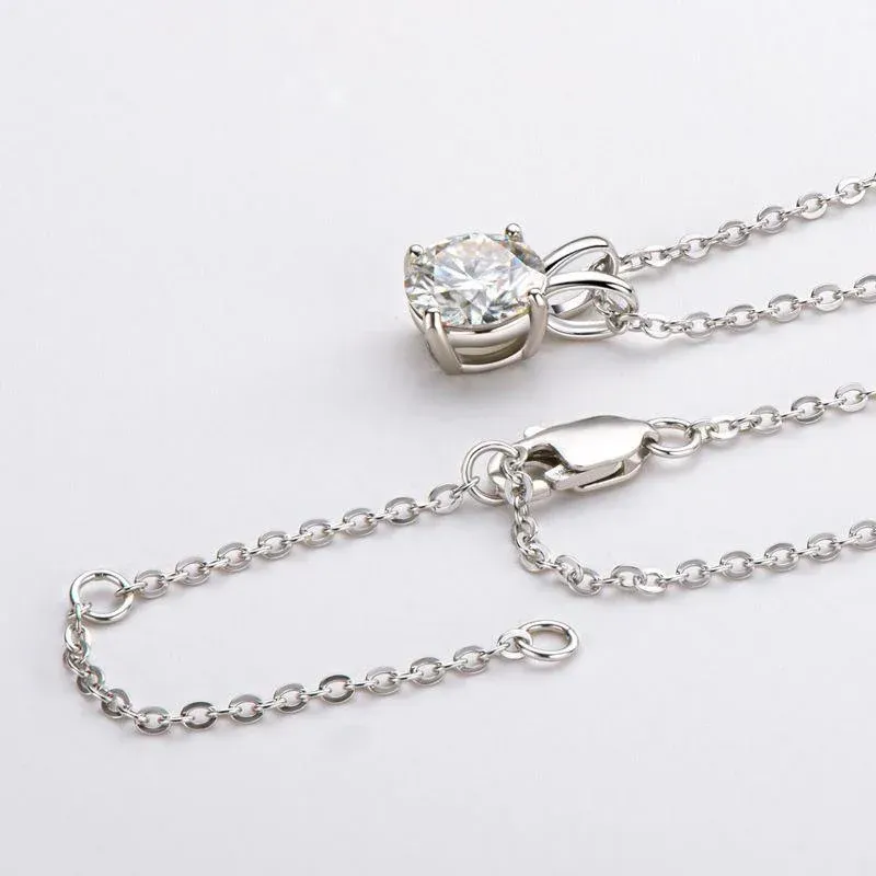Moissanite  Lovely 4 Prong Round Cut Pendant Necklace-Sterling Silver-lornajewelry