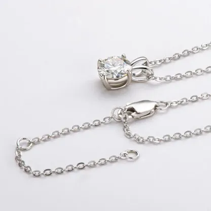Moissanite  Lovely 4 Prong Round Cut Pendant Necklace-Sterling Silver-lornajewelry