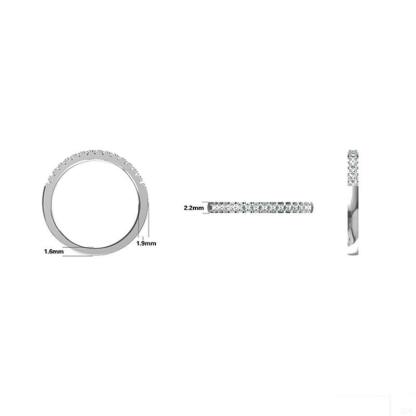 Moissanite Round Half Eternity Sterling Silver Wedding Band Stackable Ring-Sterling Silver-lornajewelry