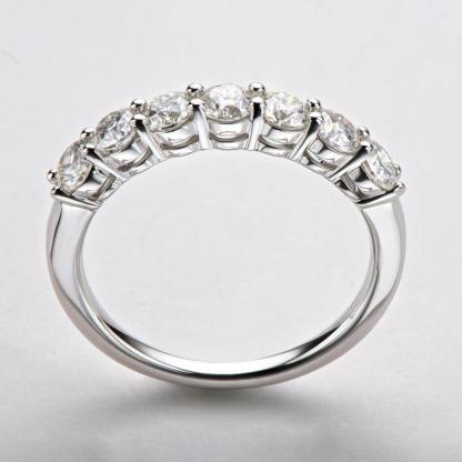 Round Moissanite Sterling Silver Wedding Band Stackable Ring-Sterling Silver-lornajewelry