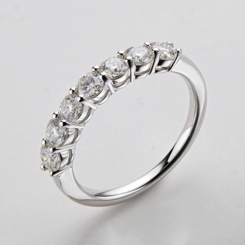 Round Moissanite Sterling Silver Wedding Band Stackable Ring-Sterling Silver-lornajewelry