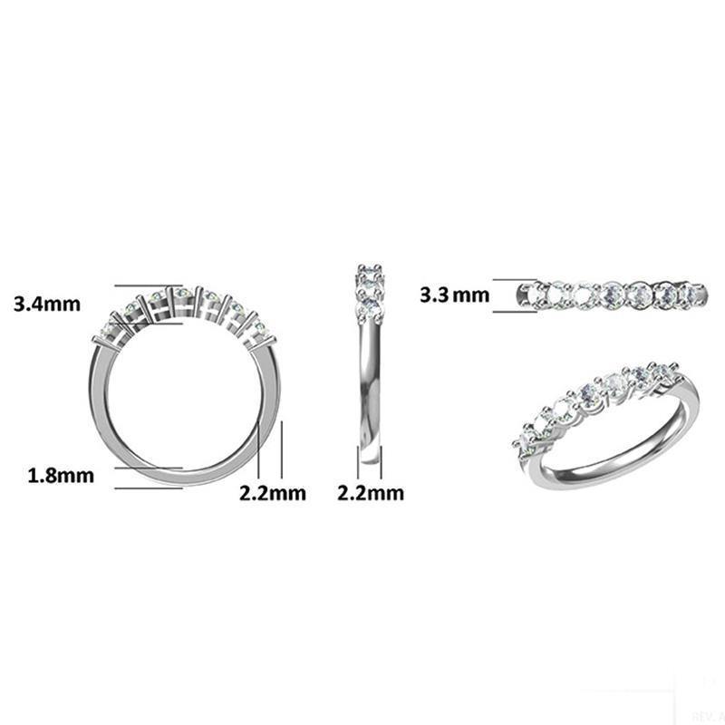 Round Moissanite Sterling Silver Wedding Band Stackable Ring-Sterling Silver-lornajewelry