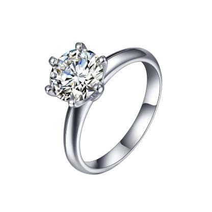 1Ct/2Ct/3Ct/5Ct Moissanite Classic Solitaire Six-Prong Sterling Silver Engagement Ring-Sterling Silver-lornajewelry