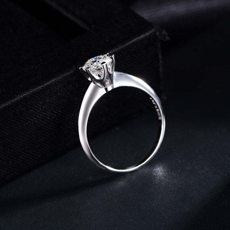 1Ct/2Ct/3Ct/5Ct Moissanite Classic Solitaire Six-Prong Sterling Silver Engagement Ring-Sterling Silver-lornajewelry
