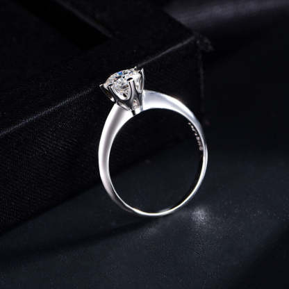 1Ct/2Ct/3Ct/5Ct Moissanite Classic Solitaire Six-Prong Sterling Silver Engagement Ring-Sterling Silver-lornajewelry