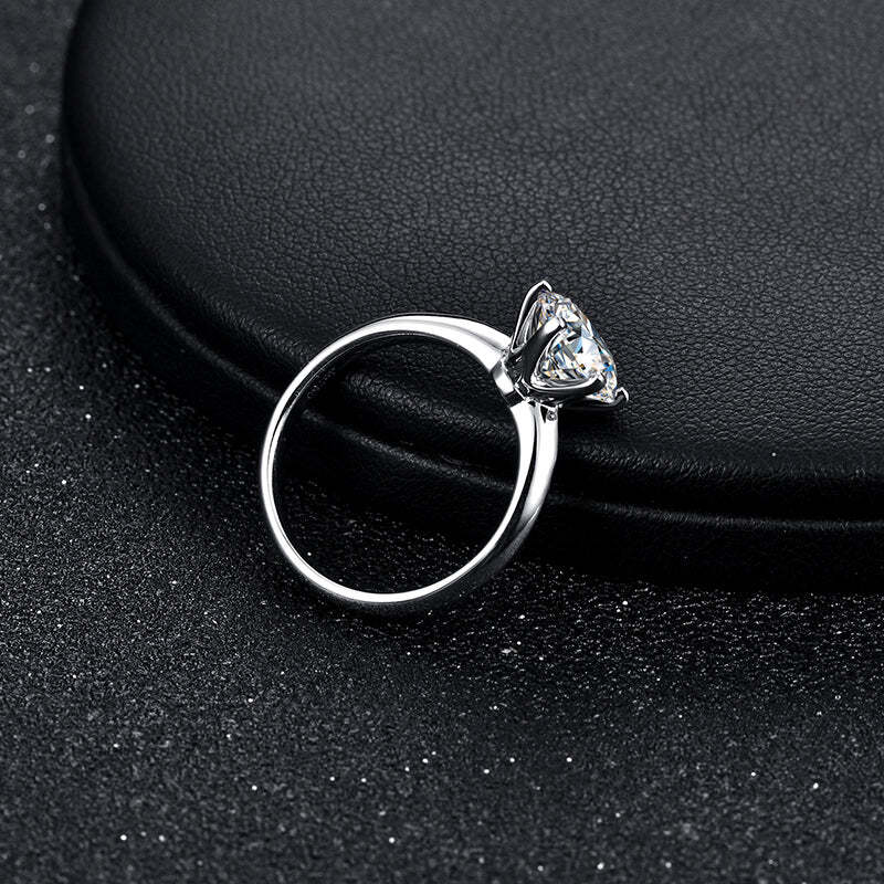 1Ct/2Ct/3Ct/5Ct Moissanite Classic Solitaire Six-Prong Sterling Silver Engagement Ring-Sterling Silver-lornajewelry