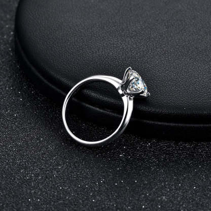 1Ct/2Ct/3Ct/5Ct Moissanite Classic Solitaire Six-Prong Sterling Silver Engagement Ring-Sterling Silver-lornajewelry