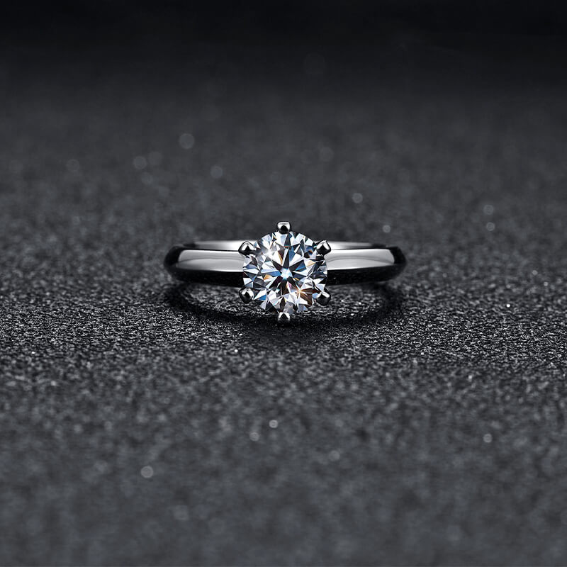 1Ct/2Ct/3Ct/5Ct Moissanite Classic Solitaire Six-Prong Sterling Silver Engagement Ring-Sterling Silver-lornajewelry