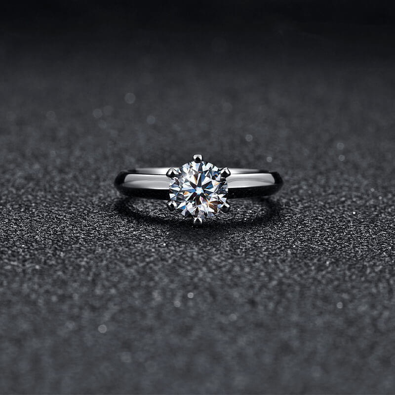 1Ct/2Ct/3Ct/5Ct Moissanite Classic Solitaire Six-Prong Sterling Silver Engagement Ring-Sterling Silver-lornajewelry
