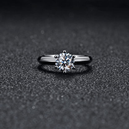 1Ct/2Ct/3Ct/5Ct Moissanite Classic Solitaire Six-Prong Sterling Silver Engagement Ring-Sterling Silver-lornajewelry