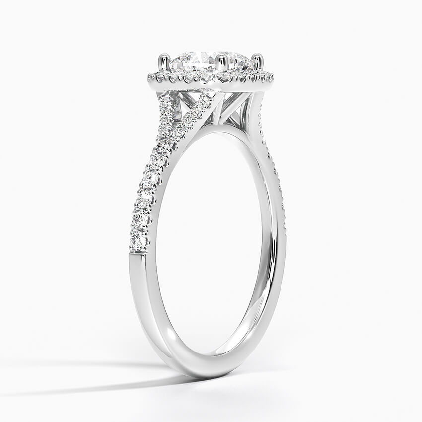 1.5Ct/2Ct/3Ct Moissanite Split Shank Square Halo Pave Engagement Ring-Sterling Silver-lornajewelry