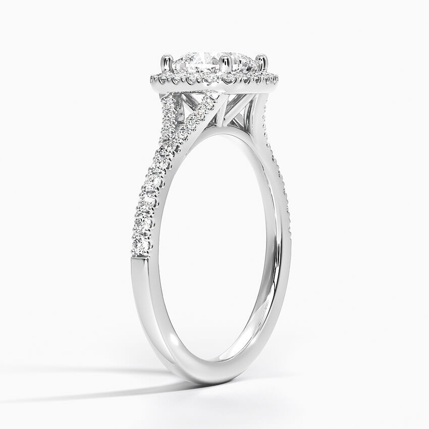 1.5Ct/2Ct/3Ct Moissanite Split Shank Square Halo Pave Engagement Ring-Sterling Silver-lornajewelry