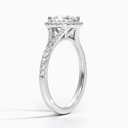 1.5Ct/2Ct/3Ct Moissanite Split Shank Square Halo Pave Engagement Ring-Sterling Silver-lornajewelry