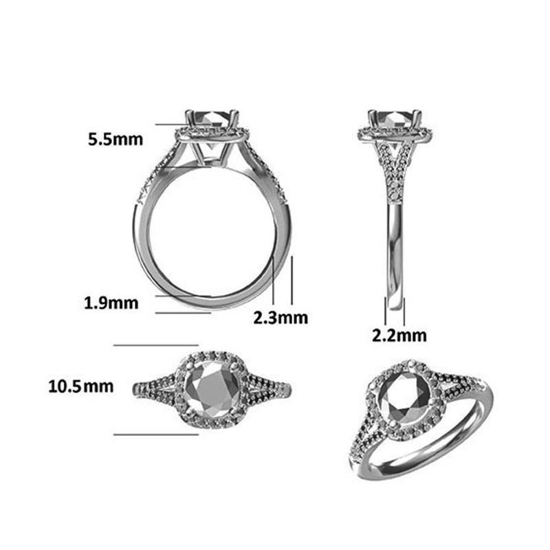 1.5Ct/2Ct/3Ct Moissanite Split Shank Square Halo Pave Engagement Ring-Sterling Silver-lornajewelry