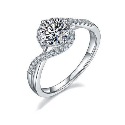 1Ct Moissanite Round Angel Eyes Sterling Silver Engagement Ring-Sterling Silver-lornajewelry