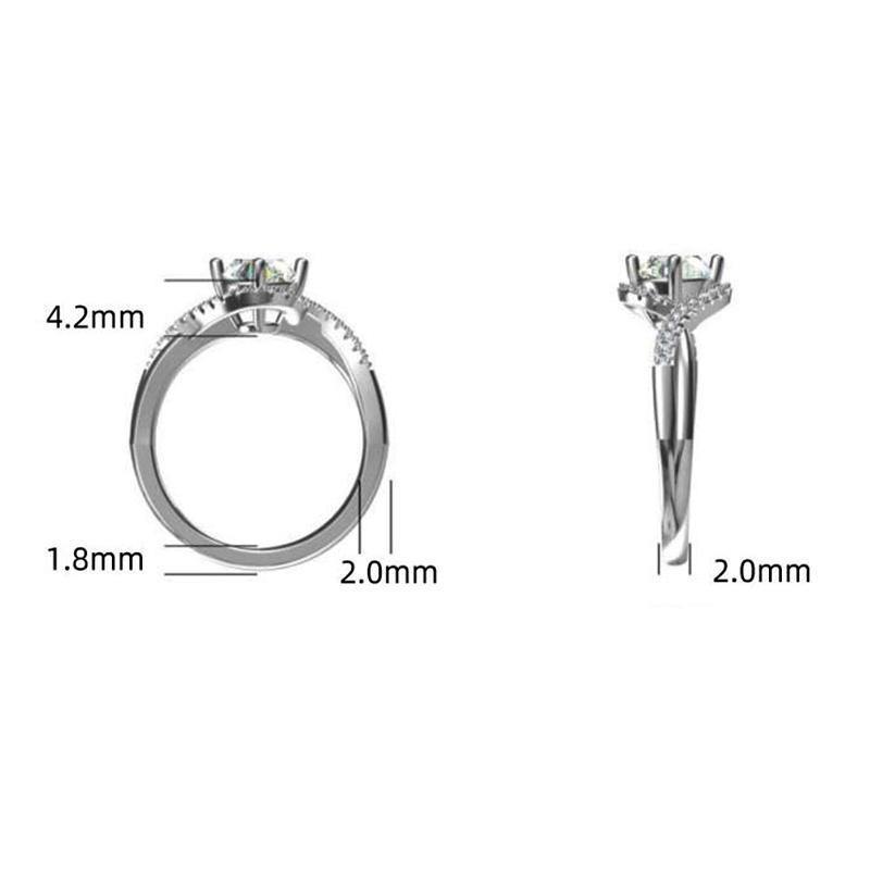 1Ct Moissanite Round Angel Eyes Sterling Silver Engagement Ring-Sterling Silver-lornajewelry