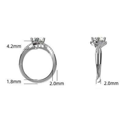 1Ct Moissanite Round Angel Eyes Sterling Silver Engagement Ring-Sterling Silver-lornajewelry