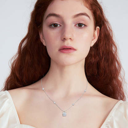Moissanite 2.0 Carat Round Cut Pendant Necklace-Sterling Silver-lornajewelry