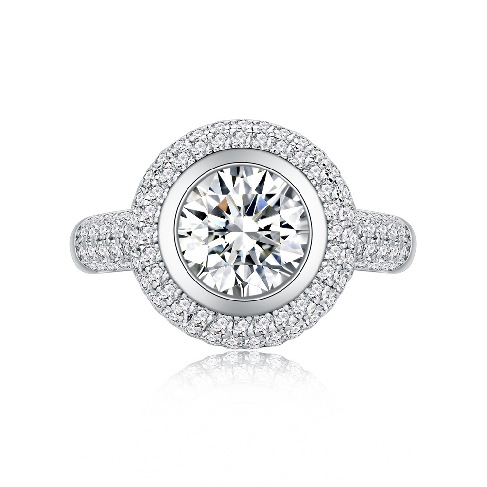 1.5Ct Moissanite White Round Cut Halo Infinity Style Wedding Ring Set-lornajewelry
